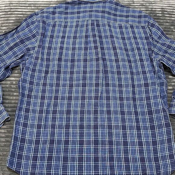 Peter Millar Blue Plaid Button-Up Linen Shirt Men’s Size L - Picture 8 of 9
